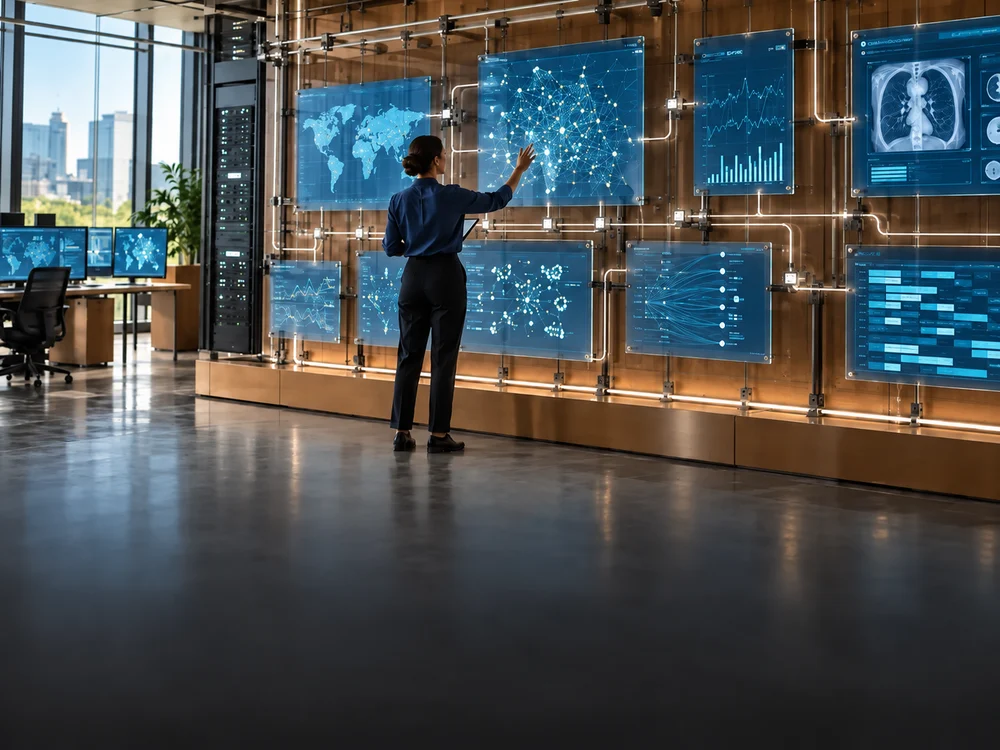 Illustrative scene: An analyst connecting signals across an intelligence platform